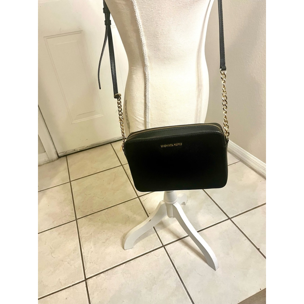 Michael Kors Ginny Leather Crossbody Bag Purse Black - Picture 6 of 9